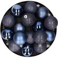 Cosy & Trendy Kerstversiering set kerstballen donkerblauw 6 - 8 cm - pakket van 36x stuks - Kerstbal