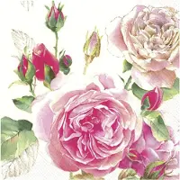 Merkloos 40x Gekleurde 3-laags servetten rozen 33 x 33 cm - Feestservetten