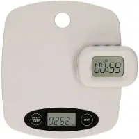 Excellent houseware Digitale keukenweegschaal en eierwekker van kunststof grijs max 5 kilo - Keukenweegschaal