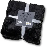 Wicotex Plaid-deken-fleece plaid jacquard Cube donker grijs 150x200cm polyester-Zacht en warme Fleece deken.