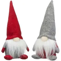 Cepewa Set van 2x pluche gnome/dwerg decoratie poppen/knuffels 18 cm - Kerstman pop