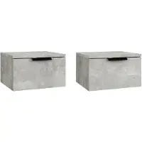 vidaXL Nachtkastjes 2 st wandgemonteerd 34x30x20 cm betongrijs