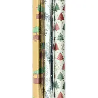 Benza Assortiment metallic kerstpapier cadeaupapier inpakpapier K24 - 10 meter x 70 cm - 3 rollen