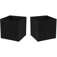 Urban Living Opbergmand/kastmand Square Box - 2x - karton/kunststof - 29 liter - zwart - 31 x 31 x 31 cm - Opbergmanden