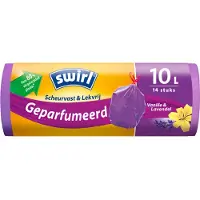 Swirl Pedaalemmerzakken Geparfumeerd Vanille & Lavendel Met Trekband 10 Liter 14 Stuks