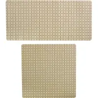 MSV Douche/bad anti-slip matten set badkamer - rubber - 2x stuks - beige - 2 formaten - Badmatjes