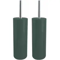 Spirella MSV Porto Toilet/wc - 2x - borstel in houder - kunststof - donkergroen - 38 cm - Toiletborstels
