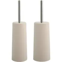 Spirella MSV Toiletborstel houder/WC-borstel - 2x - beige - kunststof - 35 cm - Toiletborstels