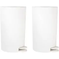 Spirella MSV kleine pedaalemmer - 2x - kunststof - wit - 3L - 15 x 27 cm - Badkamer/toilet - Pedaalemmers