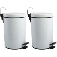 Spirella MSV Prullenbak/pedaalemmer - 2x - metaal - wit - 5 liter - 20 x 28 cm - Badkamer/toilet - Pedaalemmers
