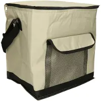 Merkloos koeltas model Salou - Medium Size strand/camping - 31 x 23 x 33 cm - 2 vakken - beige
