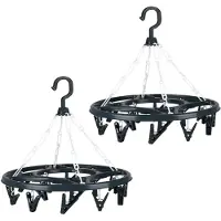 Urban Living Wasgoed droogcarrousel/droogmolen - 2x - 18 clips/knijpers - antraciet - kunststof - 32 cm - Hangdroogrek