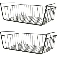 Spirella MSV Kastmandje - 2x - opberg/hang mandjes - rvs - zwart - 39 x 25 x 14 cm - Opbergmanden