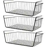 Spirella MSV Kastmandje - 3x - opberg/hang mandjes - rvs - zwart - 39 x 25 x 14 cm - Opbergmanden