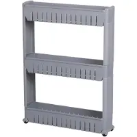 Urban Living Keuken/badkamer trolley - 3 lagen - kunststof - grijs - met wielen - L54 x B12 x H71 cm - Opberg trolley