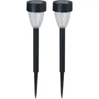 Luxform Solar tuinlamp - 2x - zwart - LED Softtone effect - oplaadbaar - D7 x H37 cm - Fakkels
