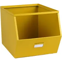 Urban Living Stapelbare opbergmand Open Metal Box - L23 x B32 x H21 cm - metaal - geel - Opbergmanden