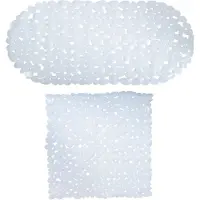 MSV Douche/bad anti-slip matten set badkamer - pvc - 2x stuks - wit - 2 formaten - Badmatjes
