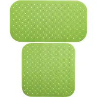 MSV Douche/bad anti-slip matten set badkamer - rubber - 2x stuks - limegroen - 2 formaten - Badmatjes
