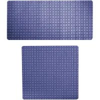 MSV Douche/bad anti-slip matten set badkamer - rubber - 2x stuks - donkerblauw - 2 formaten - Badmatjes