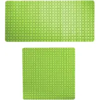 MSV Douche/bad anti-slip matten set badkamer - rubber - 2x stuks - limegroen - 2 formaten - Badmatjes