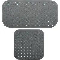 MSV Douche/bad anti-slip matten set badkamer - rubber - 2x stuks - donkergrijs - 2 formaten - Badmatjes