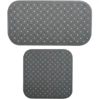 MSV Douche/bad anti-slip matten set badkamer - rubber - 2x stuks - donkergrijs - 2 formaten - Badmatjes