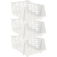 Bathroom Solutions Storage Solutions Stapelbare opbergmand - 3x - Wit - 29L - kunststof - 44 x 34 x 20 cm - Opbergmanden