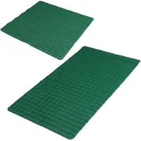 Urban Living Douche/badkamer anti-slip matten set - 2x stuks - rubber - donkergroen - Badmatjes