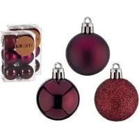 Krist+ kleine kerstballen - 24x st- bordeaux rood - kunststof -4 cm - Kerstbal
