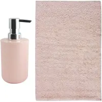 MSV badkamer droogloop mat - Napoli - 45 x 70 cm - met bijpassend zeeppompje - lichtroze - Badmatjes