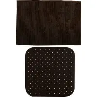 MSV Douche anti-slip mat en droogloop mat - Sevilla badkamer set - rubber/microvezel - bruin - Badmatjes