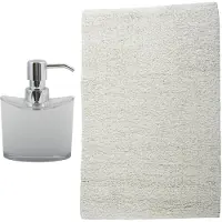 MSV badkamer droogloop mat/tapijt - Sienna - 40 x 60 cm - bijpassende kleur zeeppompje - wit - Badmatjes