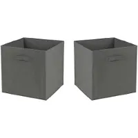 Urban Living Opbergmand/kastmand Square Box - 2x - karton/kunststof - 29 liter - donker grijs - 31 x 31 x 31 cm - Opberg