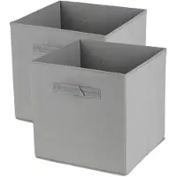 Urban Living Opbergmand/kastmand Square Box - 2x - karton/kunststof - 29 liter - betongrijs - 31 x 31 x 31 cm - Opbergma
