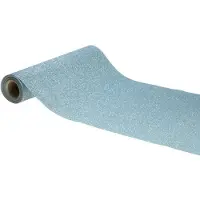 Chaks Tafelloper op rol - licht blauwe glitter - 30 x 500 cm - polyester - Feesttafelkleden