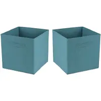 Urban Living Opbergmand/kastmand Square Box - 2x - karton/kunststof - 29 liter - petrol blauw - 31 x 31 x 31 cm - Opberg
