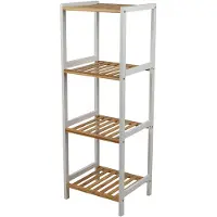 Urban Living Douche/badkamer opberg rekje - bamboe - 4 lagen - 35 x 30 x 100 cm - Badkamerkastjes