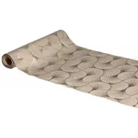 Chaks Tafelloper op rol - ginkgo print - beige/champagne - 28 x 300 cm - polyester - Feesttafelkleden