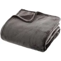 Atmosphera Fleece deken/fleeceplaid midden grijs 130 x 180 cm polyester - Plaids
