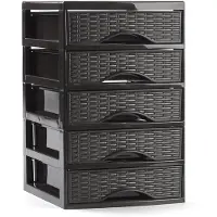 Forte Plastics PlasticForte Ladeblokje/bureau organizer met 5x lades - donkerbruin - L18xB21xH28 cm - Ladeblok