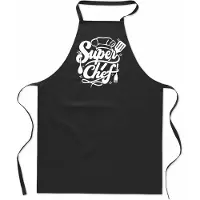 Mijncadeautje Tekstschort - Keukenschort - kookschort - Super chef - 100% katoen - verjaardag en feest - cadeau - kado - unisex - zwart