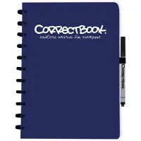 Correctbook A4 Uitwisbaar Notitieboek – Herbruikbaar schrift – Midnight Blue – Blanco – Inclusief pen & wisdoekje – Aanvulbaar met extra pagina’s