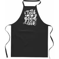 Mijncadeautje Tekstschort - Keukenschort - kookschort - I cook as good as i look - 100% katoen - verjaardag en feest - cadeau - kado - unisex - zwart