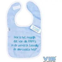 Vib - Slabbetje Luxe velours - Hoe is het mogelijk dat van alle papa's (Blauw-Wit) - Babykleertjes - Slabbetjes - zwangerschap aankondiging - baby aankondiging
