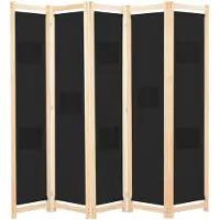 vidaXL Kamerscherm met 5 panelen 200x170x4 cm stof zwart