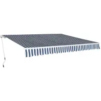 vidaXL Luifel handmatig uittrekbaar 400 cm blauw/wit