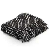 vidaXL Plaid vierkanten 220x250 cm katoen zwart