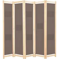 vidaXL Kamerscherm met 5 panelen 200x170x4 cm stof bruin