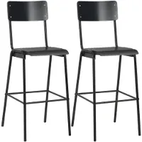 vidaXL Barstoelen 2 st massief multiplex staal zwart